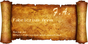 Fabriczius Anna névjegykártya